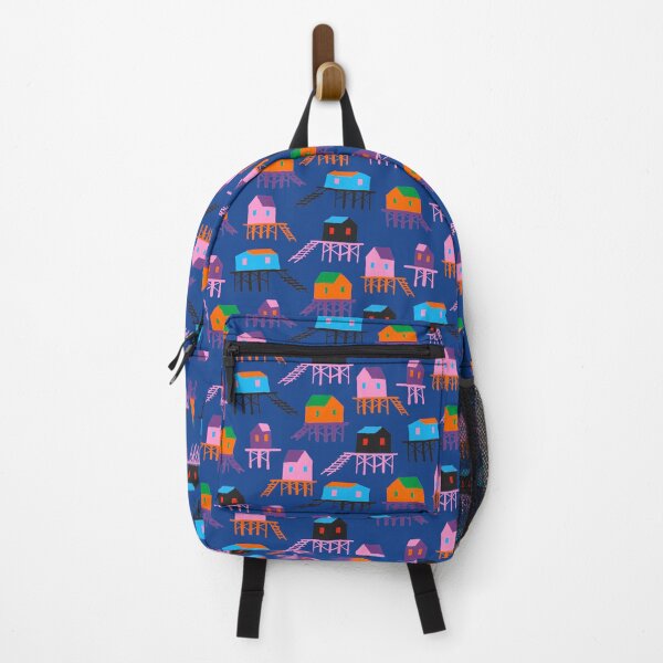 Item preview, Rainbow houses on a dreamy beach designed and sold by aniazwaradesign.