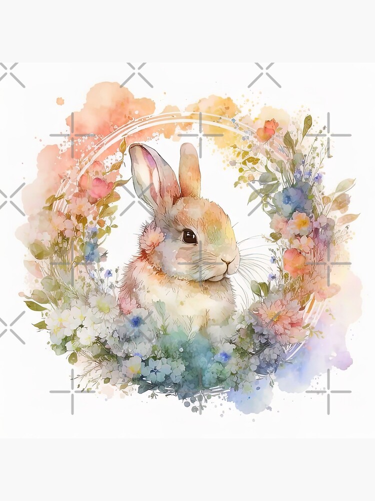 Bunny Love Artist Print - Bunny Print - Mixed Media, watercolour and pencil - newest Giclee - Square - Wall Art - Rabbit Print