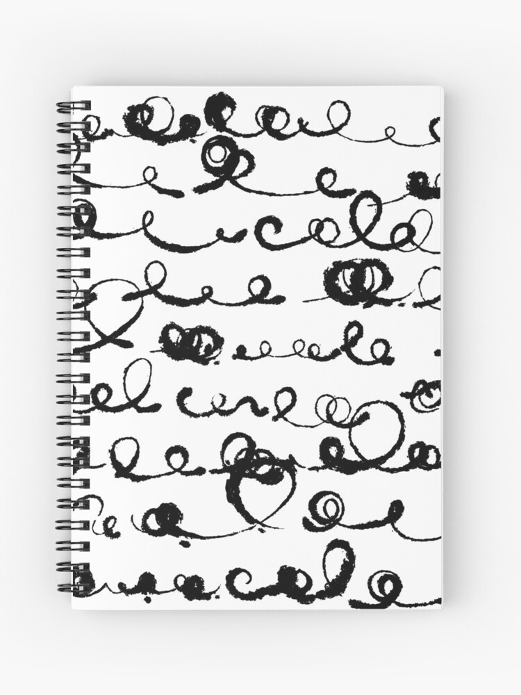 Cahier à spirale for Sale avec l'œuvre « Motif de lignes bouclées d'encre  sur papier buvard » de l'artiste mazhuzha
