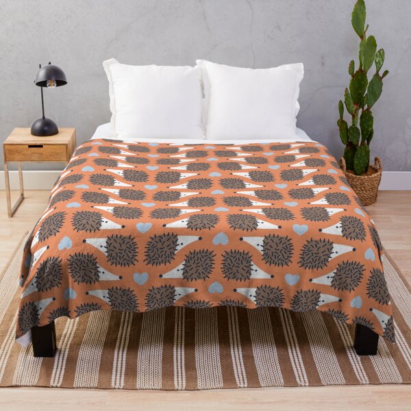 Item preview, Hedgehogs and Hearts - Brown on peach. Cute Pattern by Cecca Designs designed and sold by Cecca-Designs.
