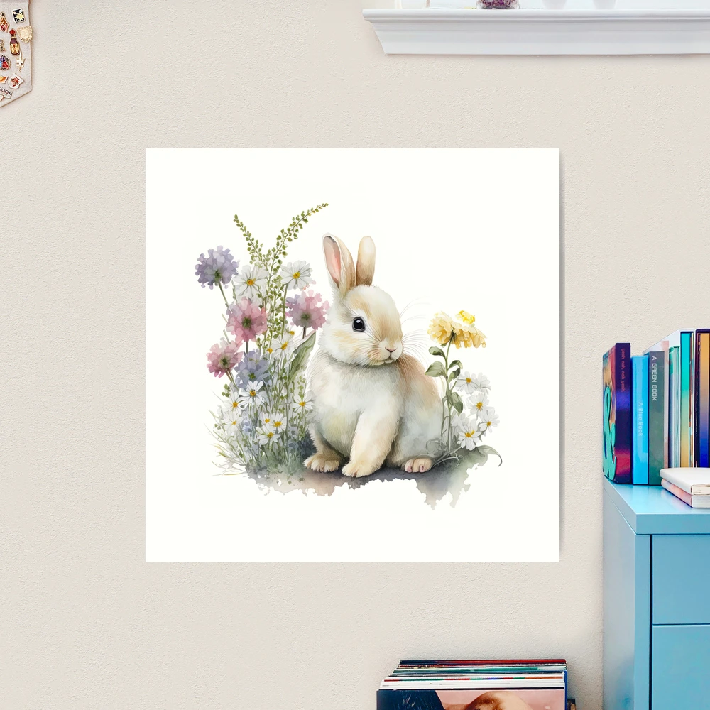 水彩壁絵watercolor“The Chilling Bunny Bunny” Bunny Watercolor Art Print – Easy Sunday Club