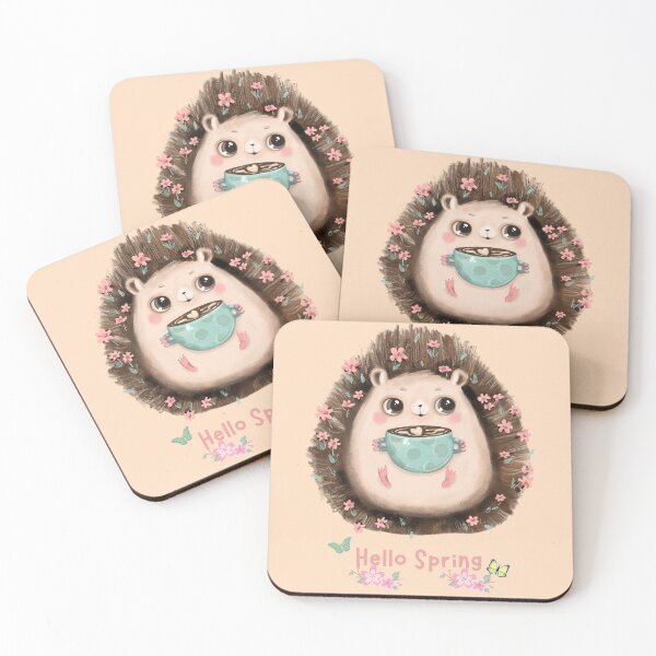 Item preview, Hello Spring - Hedgehog holding coffee designed and sold by All-About-Life.