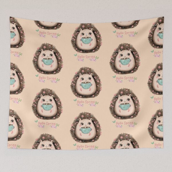 Item preview, Hello Spring - Hedgehog holding coffee designed and sold by All-About-Life.