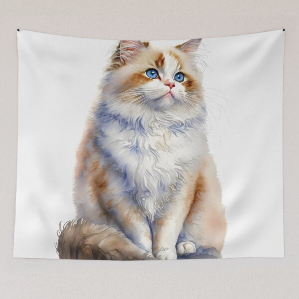 Item preview, Watercolor Flametip Ragdoll Cat designed and sold by artsyindc.