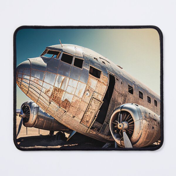 Item preview, Old Rusty Airplane in a Desert Scrapyard, AI Generated designed and sold by AirbornePrints.