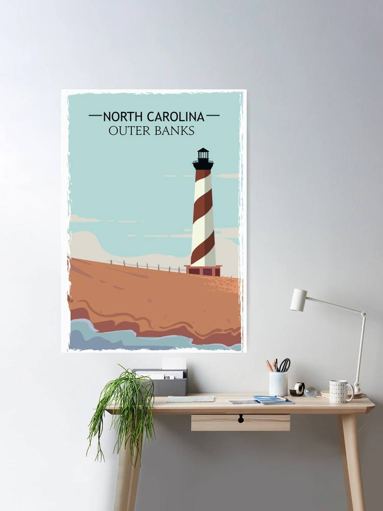 Outer Banks, North Carolina, Shark Name Pattern (12x18 Wall Art Poster,  Room Decor) 