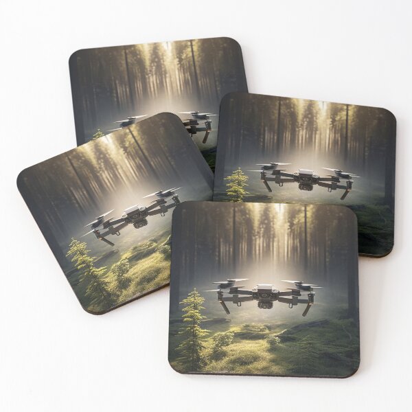 Item preview, Drone Hovering in a Forest Clearing, AI Generated designed and sold by AirbornePrints.
