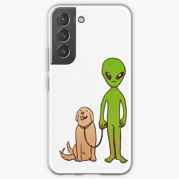 Golden retriever sitting next to Alien | funny dogs and aliens Samsung Galaxy Soft Case