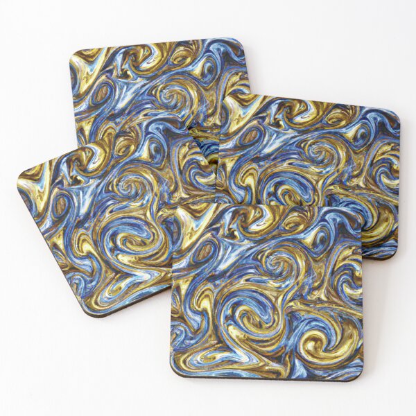 Item preview, Flowing colors of blue and gold designed and sold by The Iconic Minimalist.