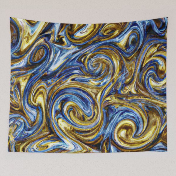Item preview, Flowing colors of blue and gold designed and sold by The Iconic Minimalist.