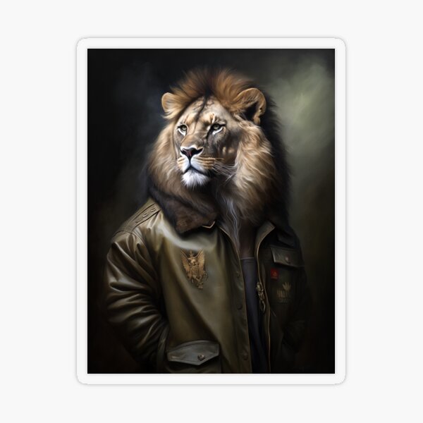 Lion in gangster look with wearing sunglasses and gold chain and expensive leather  jacket. leather jacket. animal portrait. Generative AI Stock Illustration |  Adobe Stock