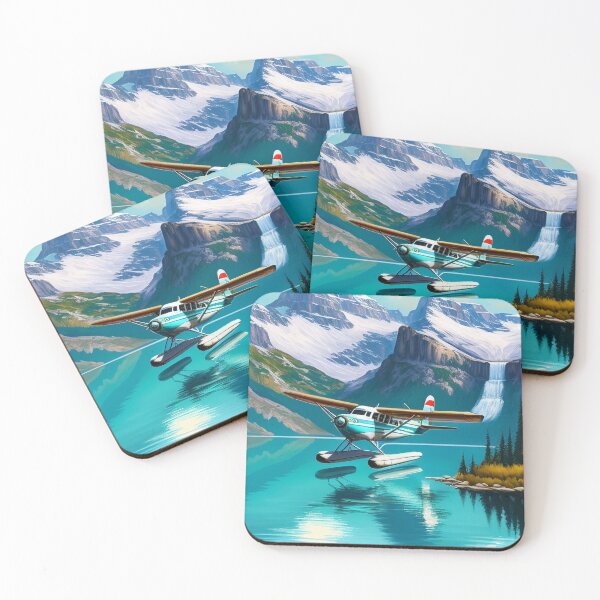 Item preview, Floatplane Landing on a Calm Mountain Lake, AI Generated designed and sold by AirbornePrints.