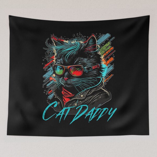 Item preview, Cat Daddy Black Cat Vintage Eighties Style Cat Retro designed and sold by M&D ⭐⭐⭐⭐⭐.