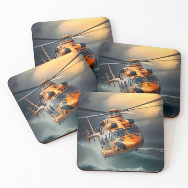 Item preview, Rescue Heliopter Flying Low Above Rough Seas, AI Generated designed and sold by AirbornePrints.