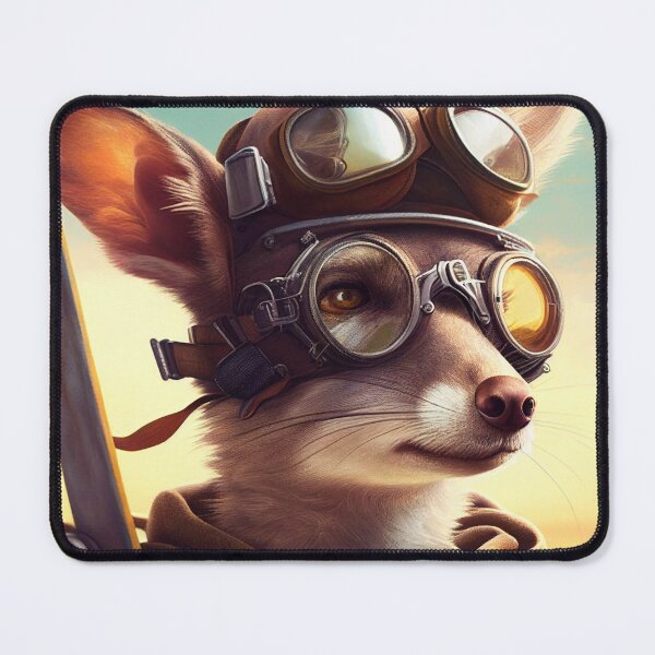 Item preview, Kangaroo Pilot in the Open Cockpit of a Vintage Airplane, AI Generated designed and sold by AirbornePrints.