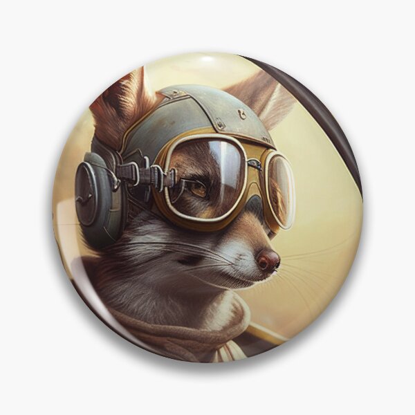 Item preview, Kangaroo Pilot in then Cockpit of a Vintage Airplane, AI Generated designed and sold by AirbornePrints.