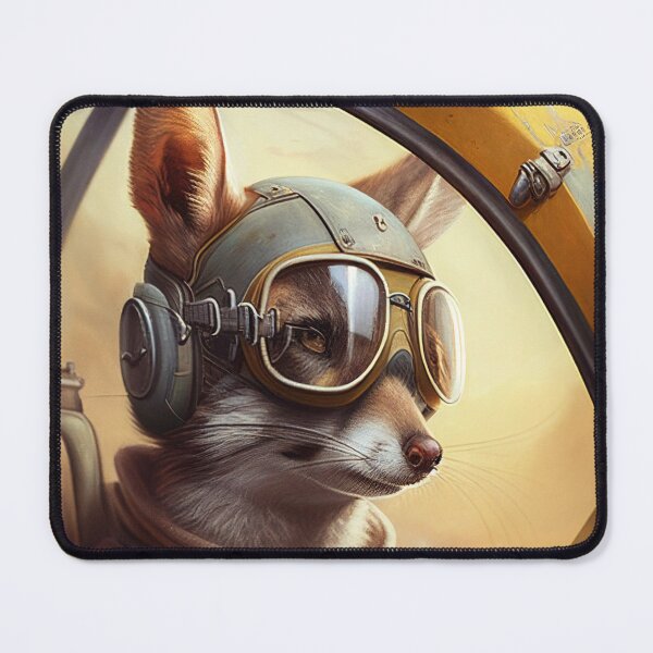 Item preview, Kangaroo Pilot in then Cockpit of a Vintage Airplane, AI Generated designed and sold by AirbornePrints.