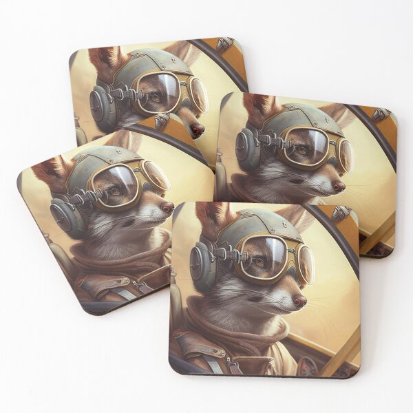 Item preview, Kangaroo Pilot in then Cockpit of a Vintage Airplane, AI Generated designed and sold by AirbornePrints.