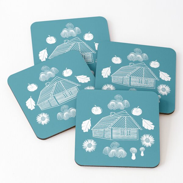 Item preview, Cottage life, an autumnal pattern inspired by the Czech countryside, teal designed and sold by Naty Design Prague.