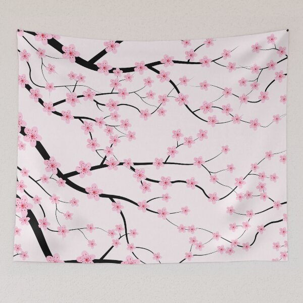 Item preview, Cute Sakura Cherry Blossom Pattern on Light Pink designed and sold by humnoo.