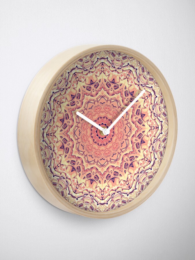 Alternate view of Orange And Gold Mandala Clock