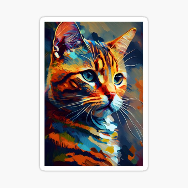 American Shorthair Cat Abstract Portrait Sticker