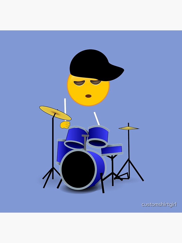"Drummer Emoji Playing Drum Set With Drumsticks" Throw Pillow by