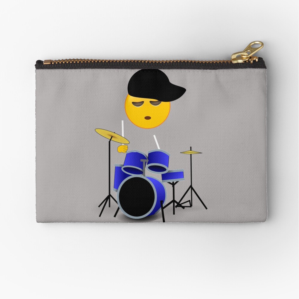 "Drummer Emoji Playing Drum Set With Drumsticks" Studio Pouch by