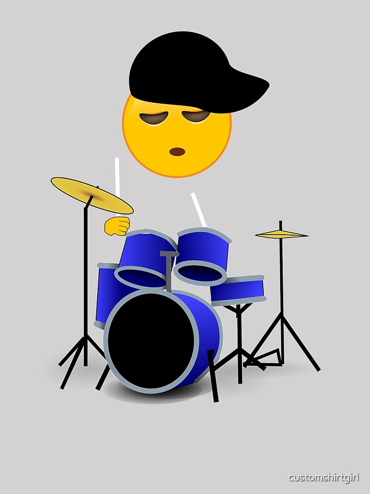 "Drummer Emoji Playing Drum Set With Drumsticks" Drawstring Bag for
