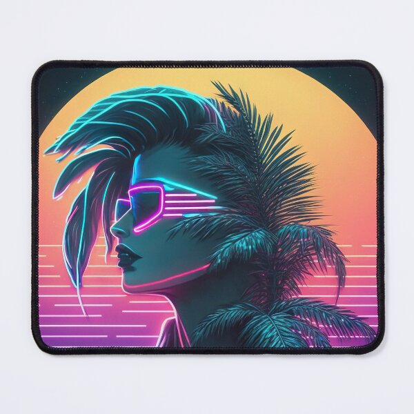 Item preview, Cyber Twilight: Sunset with a Synthwave Female Cyborg designed and sold by Mullet Monkey.