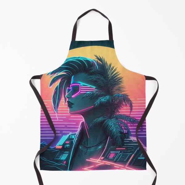 Item preview, Cyber Twilight: Sunset with a Synthwave Female Cyborg designed and sold by Mullet Monkey.