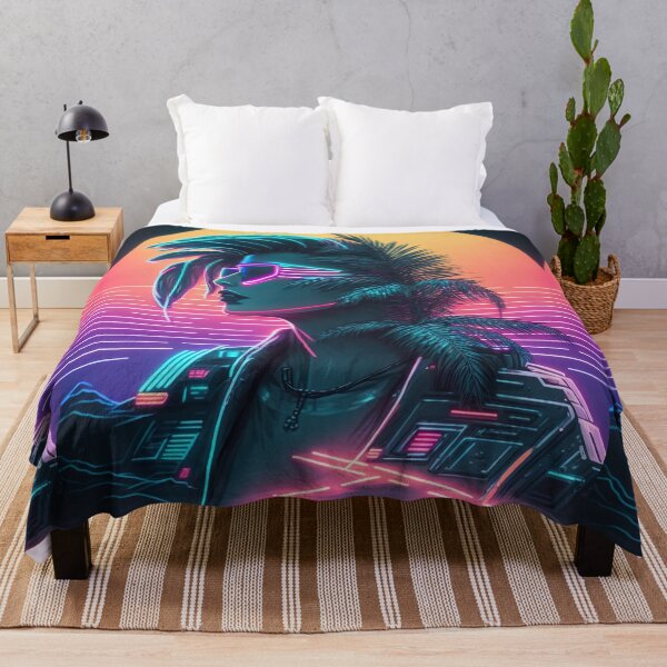 Item preview, Cyber Twilight: Sunset with a Synthwave Female Cyborg designed and sold by Mullet Monkey.