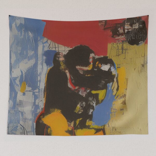 Item preview, The Passionate Embrace: An Expressionistic Street Art Portrait designed and sold by ArtazaBazaar.