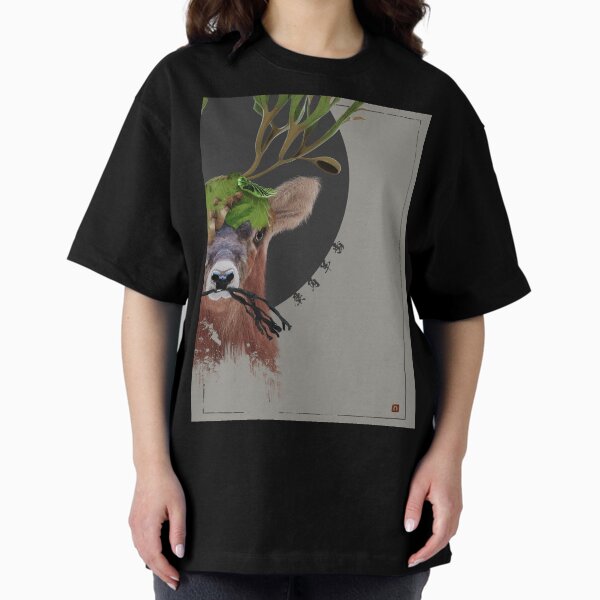 Platycerium_bikakushida_Deer Oversized T-Shirt