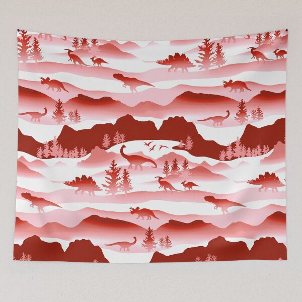 Item preview, Whimsical Dino Wilderness - Red, Pink designed and sold by TigaTiga.