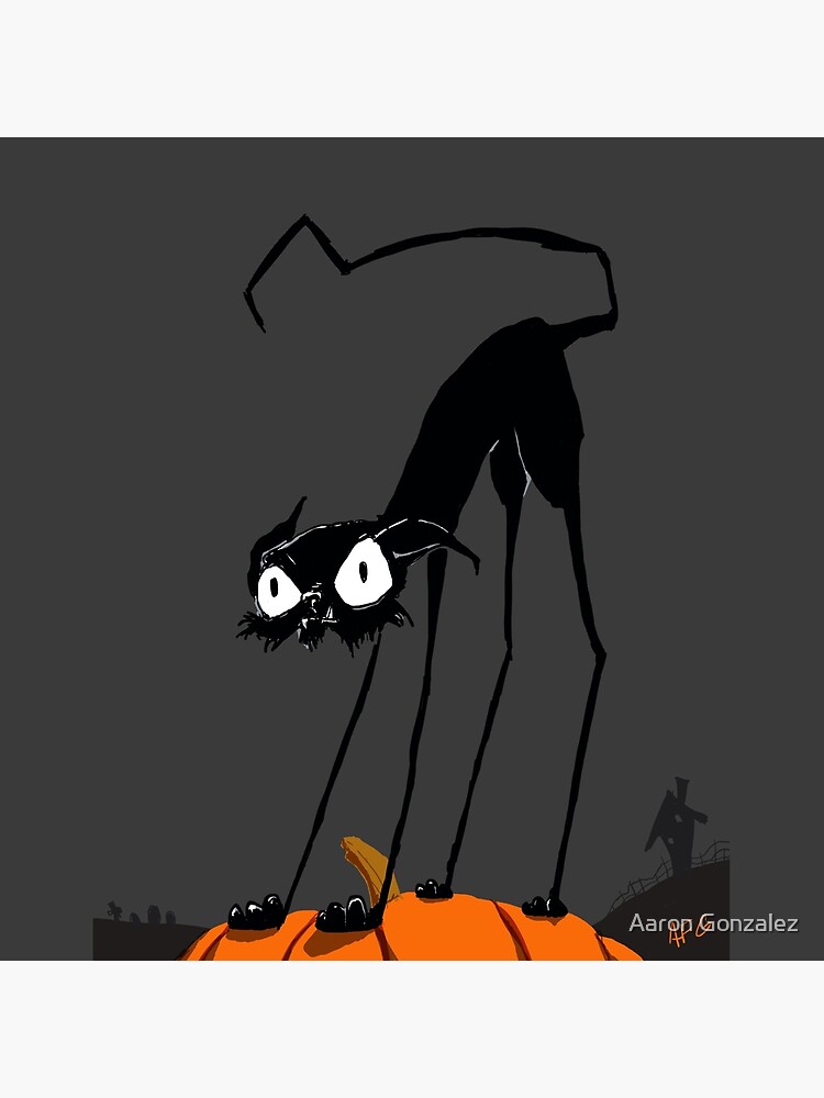 Inktober 2017 Day 27 - Halloween Cat on Pumpkin by aaronfg