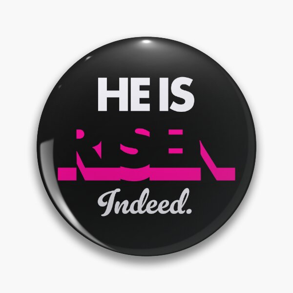 Artikelvorschau, Er ist Risen Negative Space Typography (Schwarz und Pink) entworfen und verkauft von Gumblebee Design.