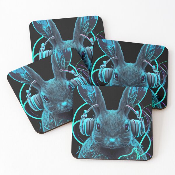 Item preview, Neon Cyber Bunny Listening to Jams, Rockin the Headphones! designed and sold by GotPink.