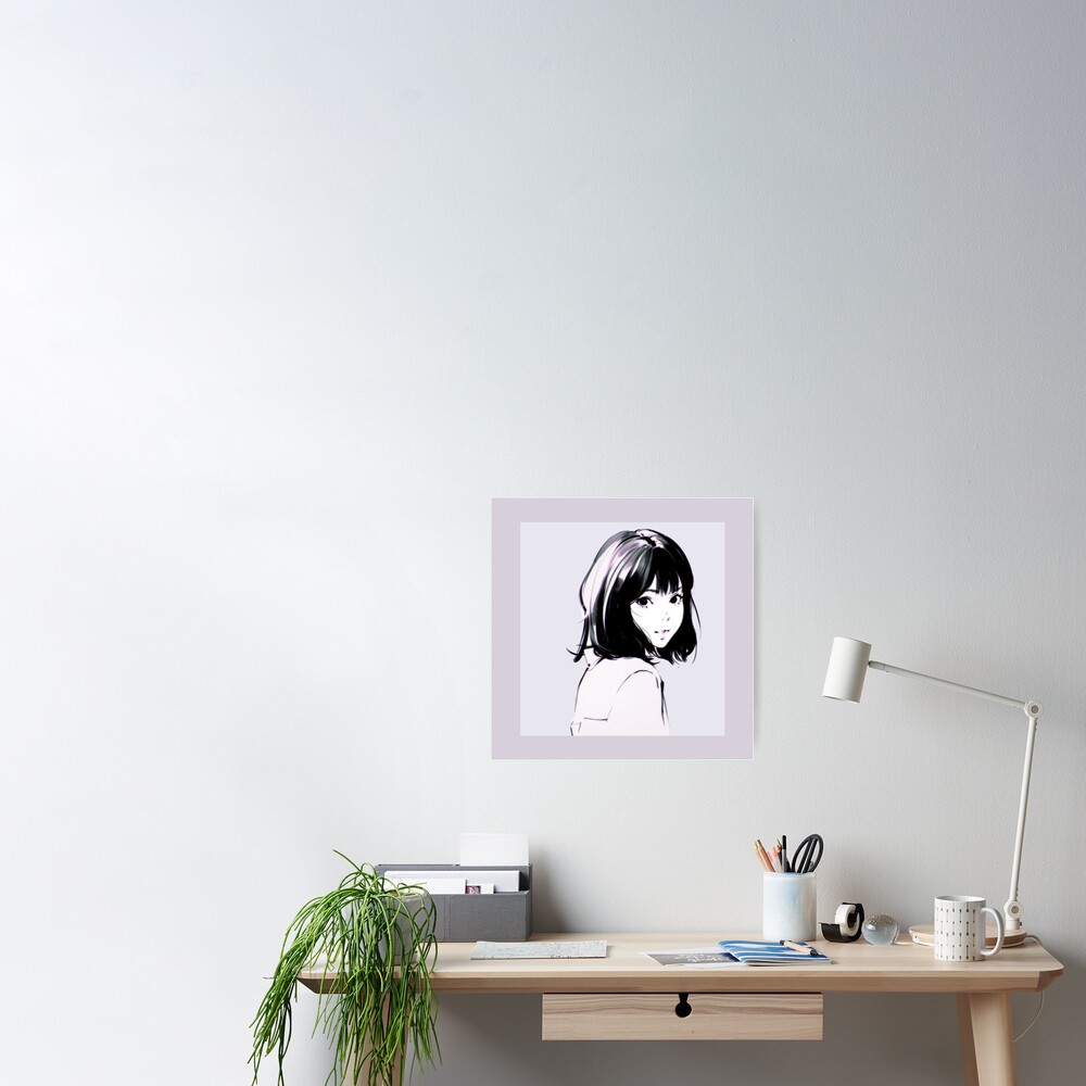 Short Hair Beauty Anime Art Board Print for Sale by Hap2U