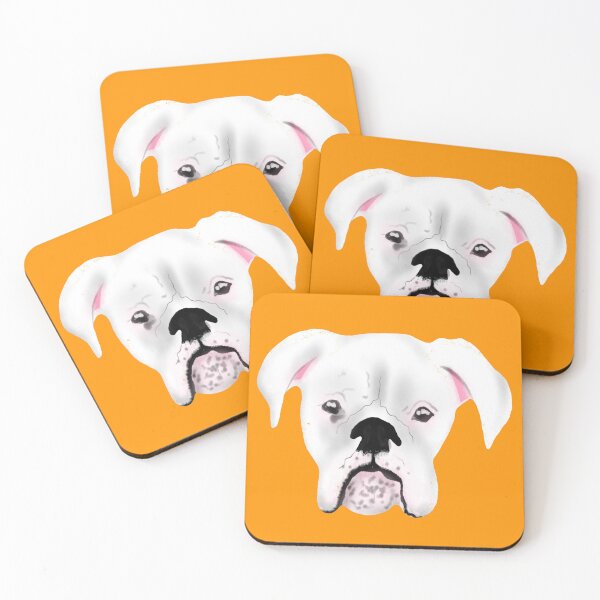 Item preview, WHITE BOXER DOG PUPPY ORANGE designed and sold by GIVENGRACE.ART.