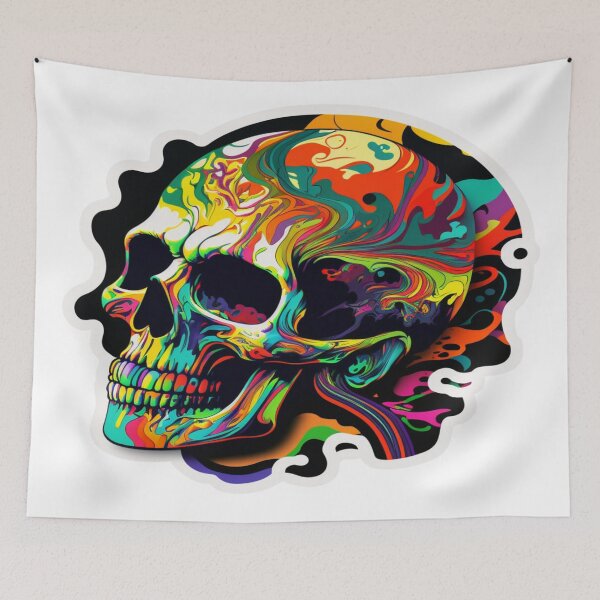 Item preview, psychedelic skull designed and sold by LoveyDesign.