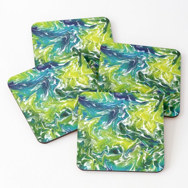 Item preview, Abstract Art - Fluid Art - Liquid Art green blue white designed and sold by Connys Colorful World.