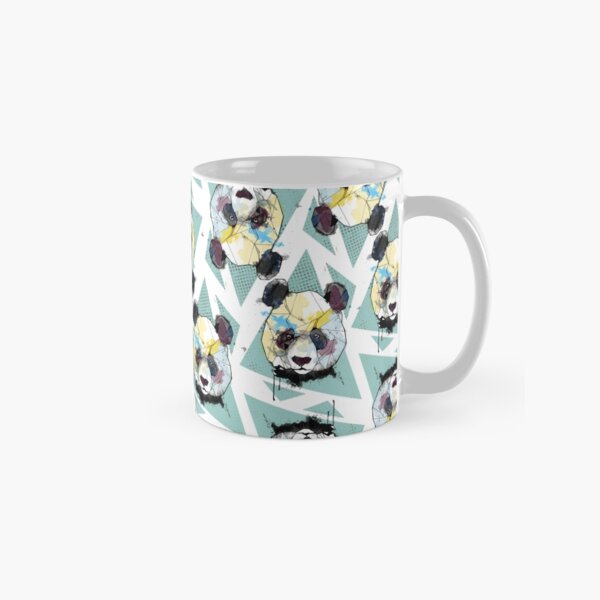 Geometric Watercolor Panda Pattern Classic Mug