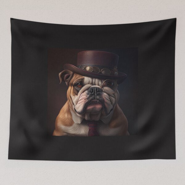 Item preview, elegant bulldog wearing hat designed and sold by AloneARTS.