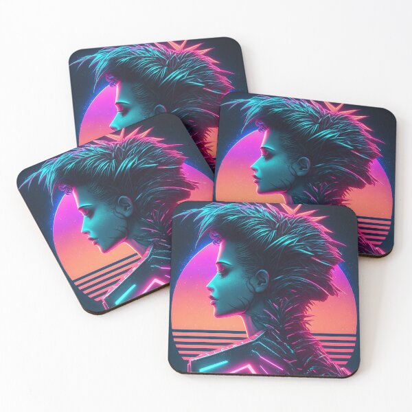 Item preview, Electric Sunset: A Synthwave Cyber Femme Fatale designed and sold by Mullet Monkey.