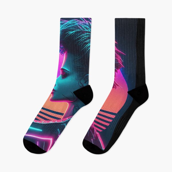 Item preview, Electric Sunset: A Synthwave Cyber Femme Fatale designed and sold by Mullet Monkey.