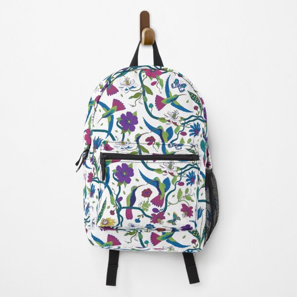 Item preview, Hummingbirds and Passion flowers - on white - pretty floral bird pattern by Cecca Designs designed and sold by Cecca-Designs.