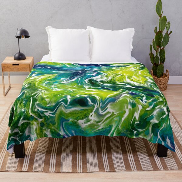 Item preview, Abstract Art - Fluid Art - Liquid Art green blue white designed and sold by Connys Colorful World.