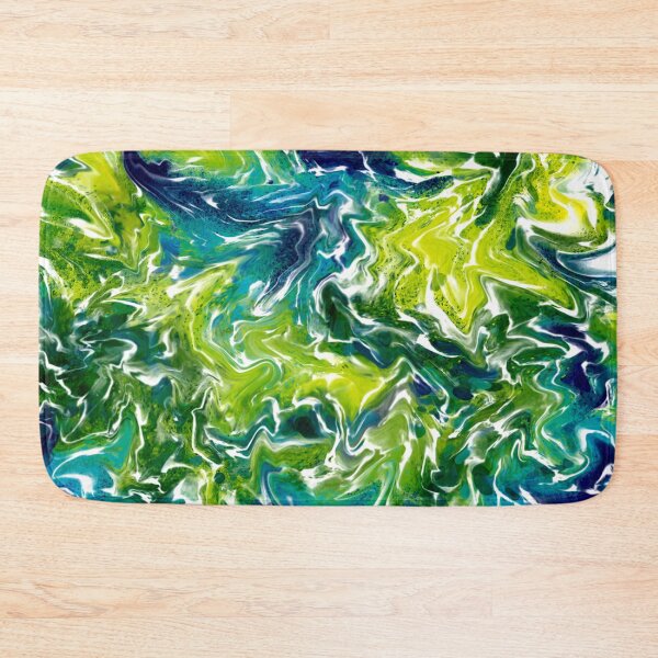 Item preview, Abstract Art - Fluid Art - Liquid Art green blue white designed and sold by Connys Colorful World.