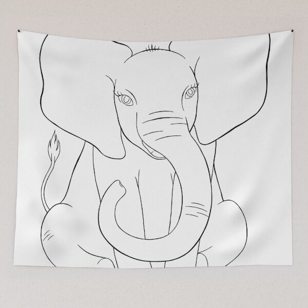 Artikelvorschau, Baby-Elefant-Strichzeichnung entworfen und verkauft von artbychloetunni.